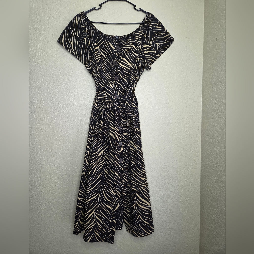 Simply Be Black and Tan Zebra Print Dress